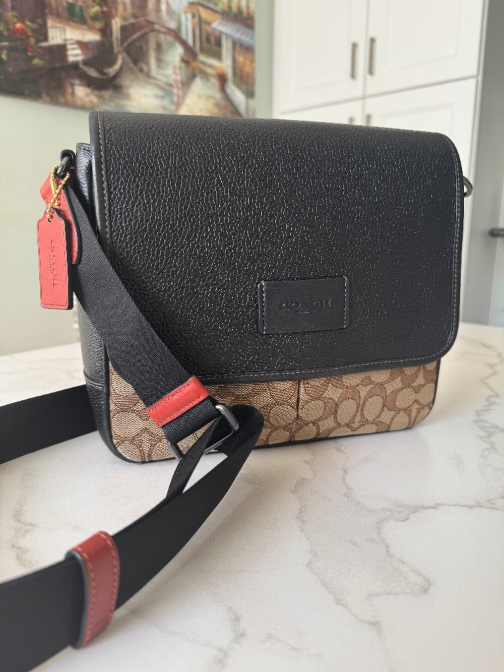 Coach Unisex Sprint Map 25 Signature Jacquard Messenger Bag Like New